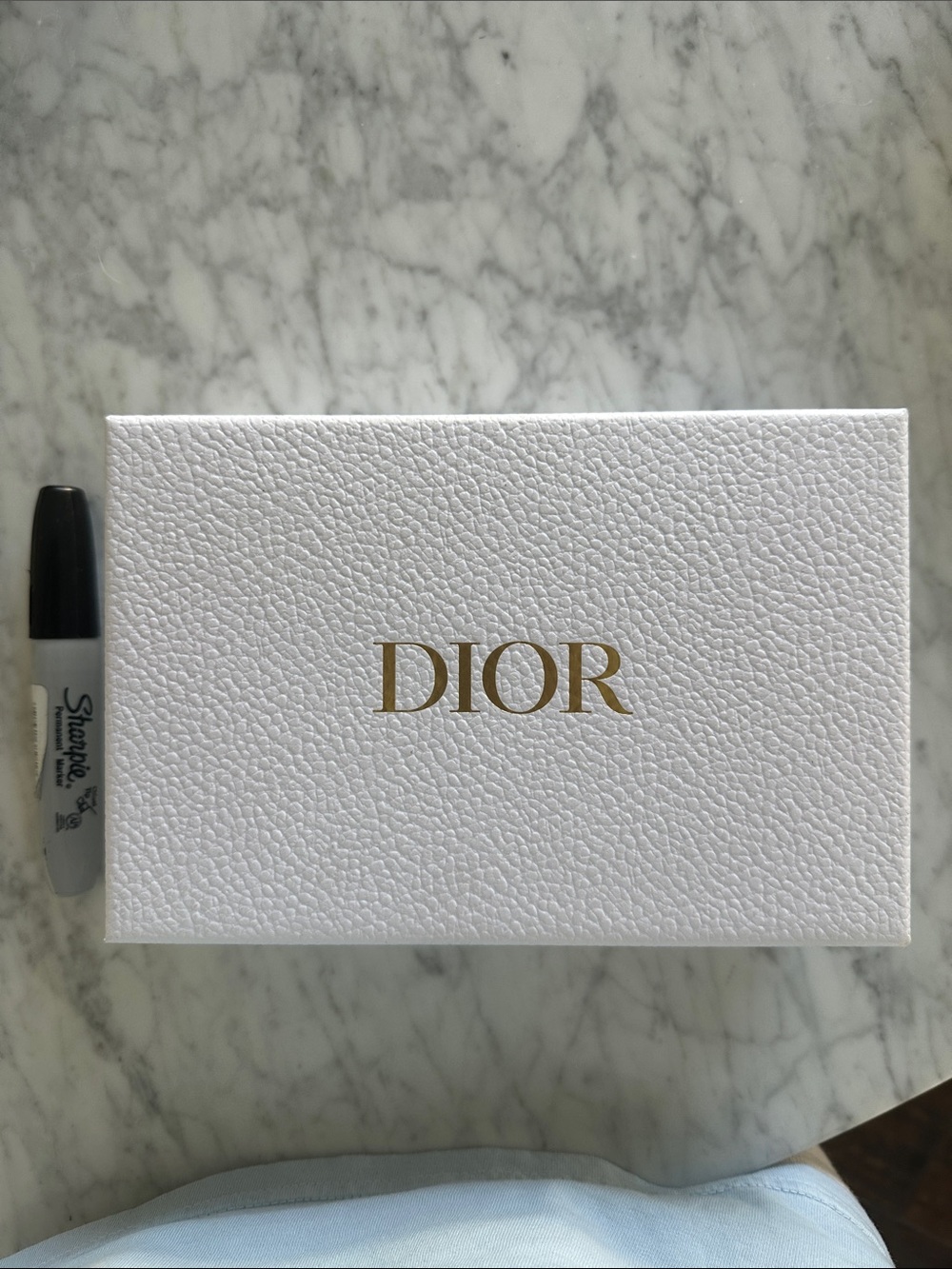 Dior White Textured Box with Gold Logo